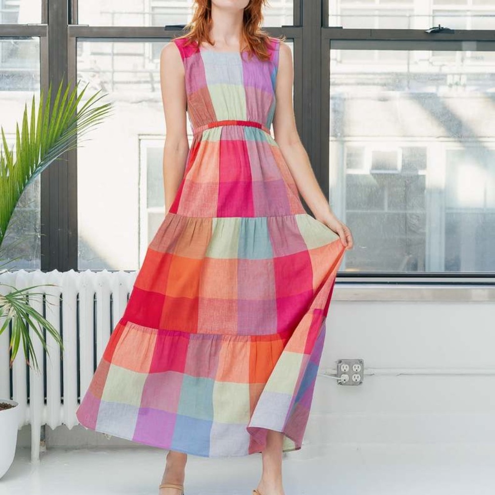 Rujuta Sheth Gema Tier dress in Prism Chex - M